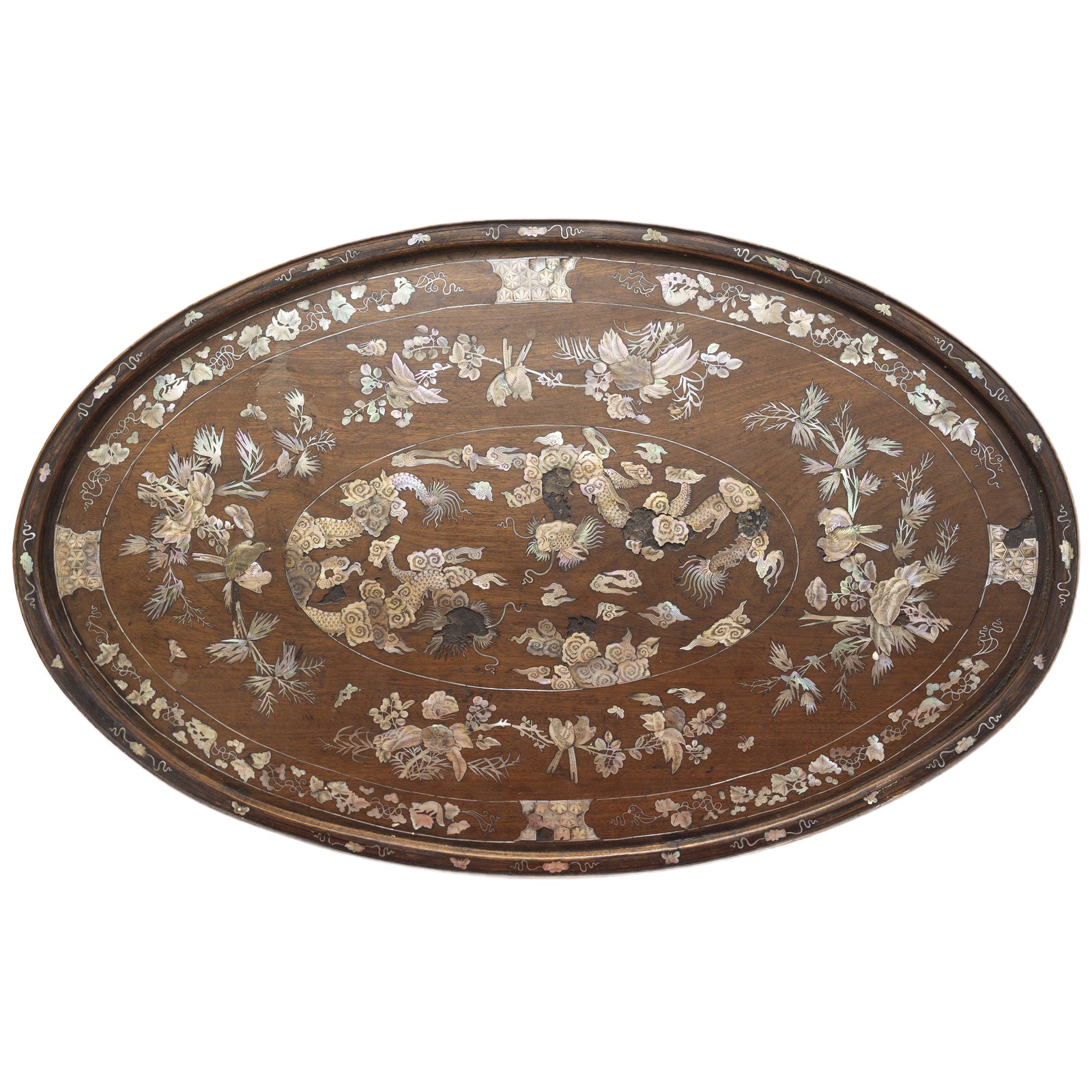 Plateau de table en marqueterie de nacre